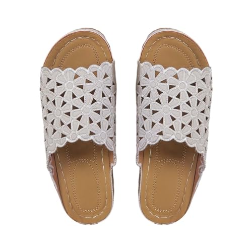 Pantoletten Damen Mit Fussbett : Leder Orthopädische Sandalen Peep Toe Plateau Sandaletten Strandschuhe Slippers Slide Rutschfest Hauschuhe Schlappen Mesh Sommerschuhe Pantoffeln Gr.36-43 von OBiQuzz