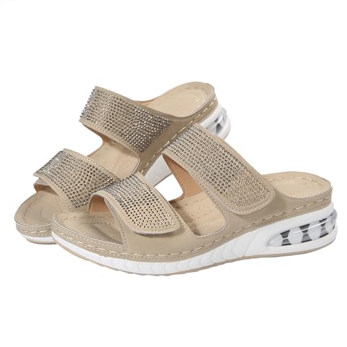 Pantoletten Damen Sommer Latschen Atmungsaktiv Sommerschuhe Plateau Sandalen Peep Toe Strand Schuhe Slipper Slide Rutschfest Hausschuhe Bequem Schuhe Walkingschuhe Outdoor Sandaletten Damensandalen von OBiQuzz