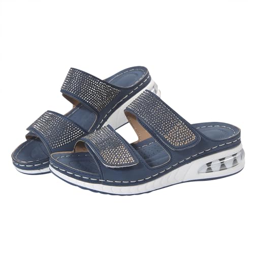 Pantoletten Damen Sommer Latschen Atmungsaktiv Sommerschuhe Plateau Sandalen Peep Toe Strand Schuhe Slipper Slide Rutschfest Hausschuhe Bequem Schuhe Walkingschuhe Outdoor Sandaletten Damensandalen von OBiQuzz