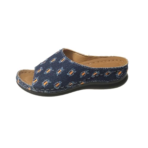 Pantoletten Damen Sommer Orthopädische Sandalen Offene Zehe Plateau Sandaletten Bequem Latschen Hausschuhe Slipper Keilsandalen Keilabsatz Sommerschuhe Gartenschuhe Pantolette Schlappen Strandschuhe von OBiQuzz