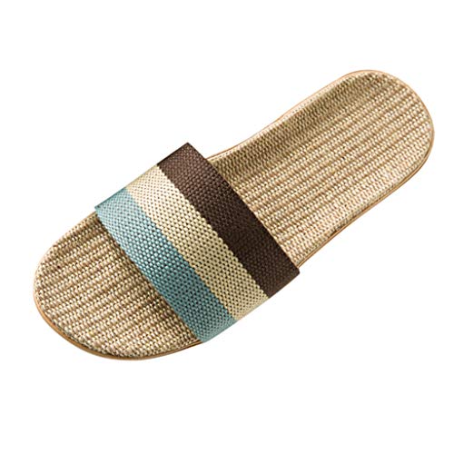 Pantoletten Herren Atmungsaktiv Leinen Hausschuhe Rutschfest Pantoffeln Leinen Sommerschuhe Sommer Flat Strand Schuhe Outdoor Indoor Slipper Slides Haushaltsschuhe Badeschuhe Bequem Schlappen Gr.40-45 von OBiQuzz
