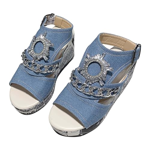 Plateau Sandalen Damen Keilsandalen High Heels Sandaletten Offene Zehe Strandschuhe Elegant Damensandalen Riemensandalen Keilabsatz Sommerschuhe Wedges Pumps Freizeitsandalen Outdoorsandalen Gr.36-43 von OBiQuzz