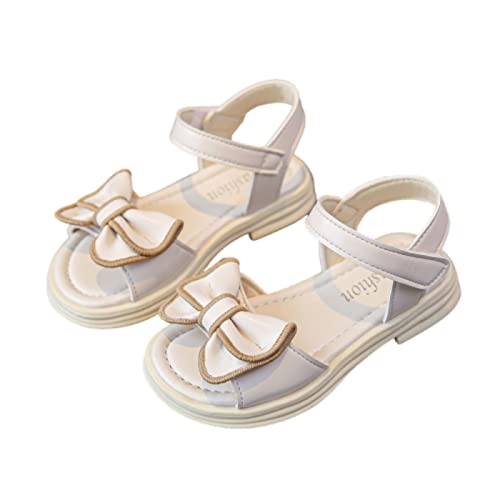 Prinzessin Schuhe Mädchen - Sandalen Mit Bowknot Pu-Leder Barfussschuhe Niedriger Absatz Kleiderschuhe Peep Toe Strandsandalen Flach Elegante Kindersandalen Bequem Freizeitsandalen von OBiQuzz