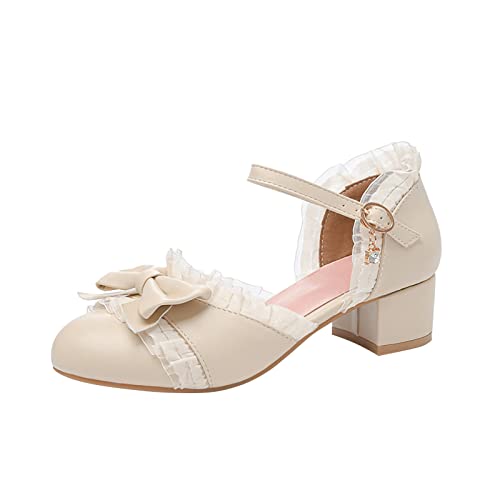 Prinzessin Schuhe Mädchen - Stöckelschuhe Mit Schnalle Niedriger Absatz Ballettschuhe Absatz Lackschuhe Runde Zehenschnalle Anzugschuhe Mary Jane Pumps Performance Hochzeitsschuhe von OBiQuzz