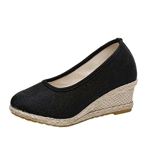 Pumps Damen Espadrilles Orthopädische Schuhe Plateau Slip On Sommerschuhe Mit Keilabsatz High Heels Sexy Kleid Schuhe Slingback Hochzeitsschuhe Geschlossene Stöckelschuhe Brautschuhe Damenschuhe von OBiQuzz