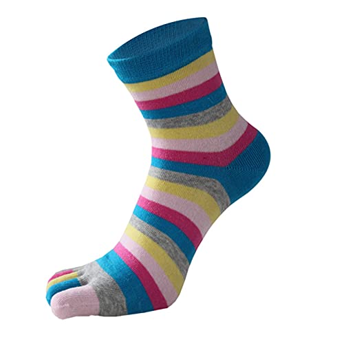 -Regenbogensocken Atmungsaktive Fünf-Zehen-Socken-Mittelrohr-Haushaltssocken Socken Herren 39-42 Und Schwarz (Blue, One Size) von OBiQuzz