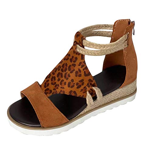 Sandalen Damen Sommer - Keilsandalen Damen Flach Sandaletten Mesh Riemchen Sandalen Mit Keilabsatz Strandschuhe Plateau Sommer Strand Sandals Bohemian Stiefeletten Bequem Sommerschuhe Römersandalen von OBiQuzz