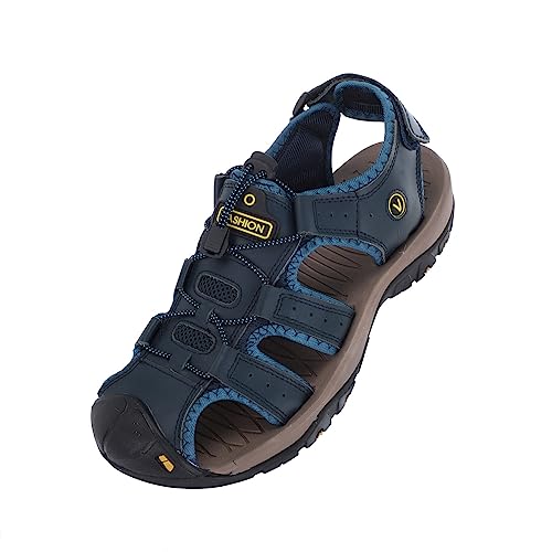 Sandalen Herren Outdoorsandalen Geschlossene Trekkingsandalen Sommer Wanderschuhe Mesh Pu Leder Wandersandale Verstellbaren Fersenriemen Sportsandalen Outdoor Sandalen Für Strand Wassersport Gr.39-44 von OBiQuzz