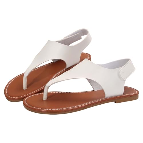 Sandalen & Slides Für Damen : Flip-Flops Damen Flach Zehentrenner Römische Sandaletten Rutschfest Strandschuhe Slippers Slide Strand Sandalen Freizeitsandalen Zehensandalen Sommerschuhe Flipflop von OBiQuzz