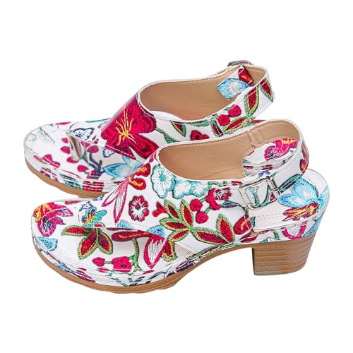 Sandaletten Damen Mit Absatz - Keilsandalen Damen Blumen Zehentrenner Plateau Sandalen Freizeitsandalen Keilabsatz Strandschuhe Outdoorsandalen High Heels Wedges Römersandalen Strandsandalen Gr.36-43 von OBiQuzz