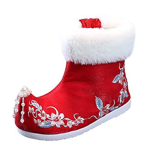 Schneestiefel Mädchen Prinzessin Schuhe 33 Rot Warmem Gefüttert Futter Winterstiefel Plüsch Stiefel Kinder Stiefeletten Outdoor Abendschuhe Kleidschuhe Partyschuhe Schulschuhe Festliche Schuhe von OBiQuzz