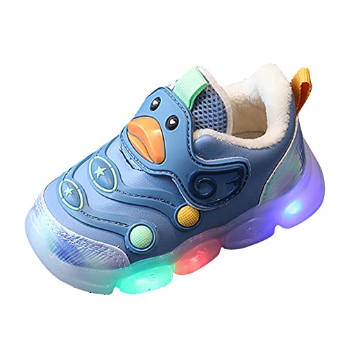 Schuhe Blinken Jungen Schuhe Kleine weiße Schuhe Leichte Brettschuhe rutschfeste Kleinkindschuhe mit weichem Boden für Kinder Sneaker Türkis Mädchen (Blue, 21 Toddler) von OBiQuzz