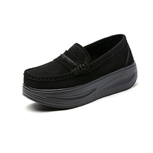 Slip On Loafer Bequeme Mokassins Slippers Plateau Niedrige Schuhe Halbschuhe Casual Flats Schuh Büro Wildleder Ballettschuhe Business-Schuhe Mit Dicker Sohle Boot Schuhe Arbeitsschuhe Freizeitschuhe von OBiQuzz