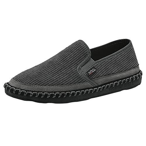 Slip On Sneaker Herren Canvas Schuhe Flache Stoff Schuhe Slipper Low-Top Loafers Leicht Freizeitschuhe Wanderschuhe Segeltuchschuhe Halbschuhe Bequem Schuhe Bootsschuhe Walking Schuhe Arbeitsschuhe von OBiQuzz