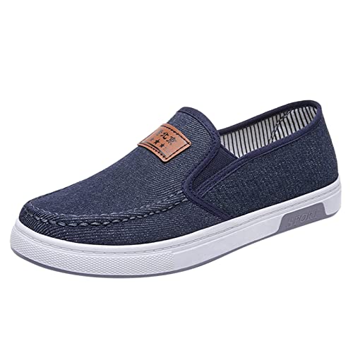 Slip On Sneaker Herren Canvas Schuhe Leicht Stoff Schuhe Flache Loafers Slippers Wanderschuhe Mit Gummisohle Bequem Schuhe Bootsschuhe Low-Top Freizeitschuhe Walking Schuhe Segeltuchschuhe Gr.39-44 von OBiQuzz