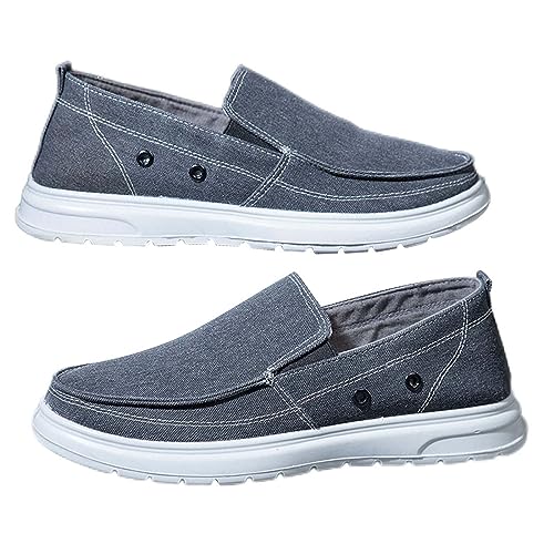 Slip On Sneaker Herren Flache Canvas Schuhe Slipper Low-Top Loafers Leicht Freizeitschuhe Wanderschuhe Segeltuchschuhe Halbschuhe Bequem Schuhe Bootsschuhe Walking Schuhe Fahren Arbeitsschuhe Gr.38-48 von OBiQuzz