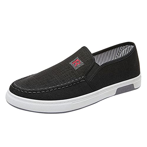 Slip On Sneaker Herren Leicht Canvas Schuhe Slippers Flache Freizeitschuhe Bequem Bootsschuhe Walking Schuhe Segeltuchschuhe Low-Top Halbschuhe Loafers Wanderschuhe Mit Gummisohle Laufschuhe Gr.39-44 von OBiQuzz