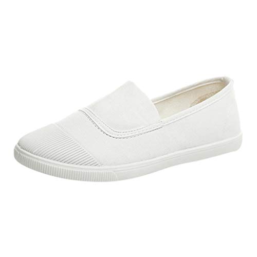 Slip On Sneakers Damen - Flach Canvas Schuhe Low Top Halbschuhe Leicht Stoff Schuhe Bequeme Schuhe Loafers Segeltuchschuhe Turnschuhe Walkingschuhe Rutschfest Freizeitschuhe Boot Schuhe Gr.35-40 von OBiQuzz