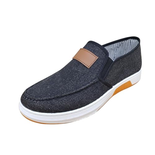 Slipper & Mokassins Für Herren - Flache Slip On Schuhe Canvas Schuhe Weich Bequeme Schuhe Freizeitschuhe Bootsschuhe Leicht Stoffschuhe Low-Top Halbschuhe Segeltuchschuhe Walking Schuhe Arbeitsschuhe von OBiQuzz