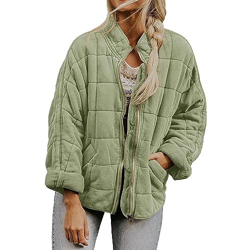 Steppjacke Damen Übergangsjacke Warme Winterjacke Daunenjacke Stehkragen Gepolsterte Jacken Leicht Gefütterte Kurzmantel Wintermantel Pufferjacke Steppmantel Outdoorjacke Daunenmantel Windbreaker von OBiQuzz