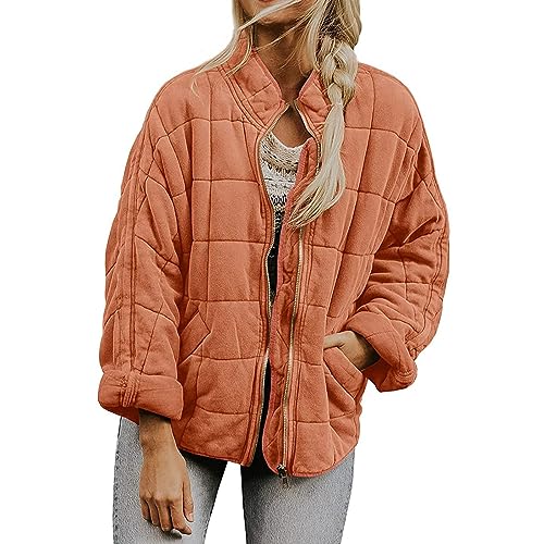 Steppjacke Damen Übergangsjacke Warme Winterjacke Daunenjacke Stehkragen Gepolsterte Jacken Leicht Gefütterte Kurzmantel Wintermantel Pufferjacke Steppmantel Outdoorjacke Daunenmantel Windbreaker von OBiQuzz