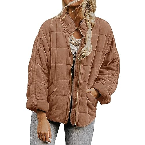 Steppjacke Damen Übergangsjacke Warme Winterjacke Daunenjacke Stehkragen Gepolsterte Jacken Leicht Gefütterte Kurzmantel Wintermantel Pufferjacke Steppmantel Outdoorjacke Daunenmantel Windbreaker von OBiQuzz