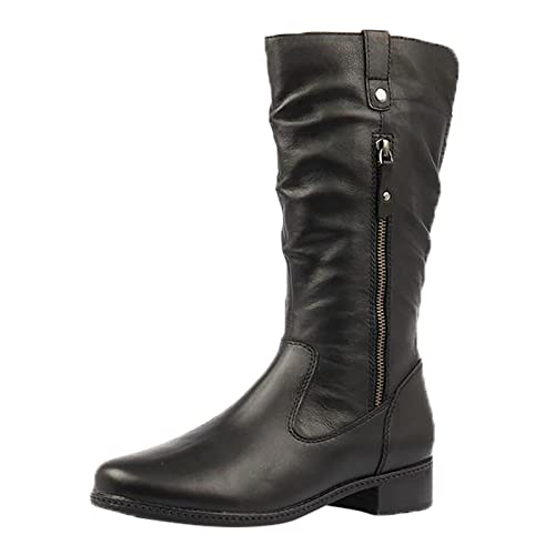 Stiefel Damen Schwarz Flach Halbhohe Stiefel Elegant Schlupfstiefel Stiefelette Mit Reißverschluss Lederstiefel Herbst Winter Boots Westernstiefel Leichte Reitstiefel Halbstiefel Bootie Boot Gr.37-42 von OBiQuzz