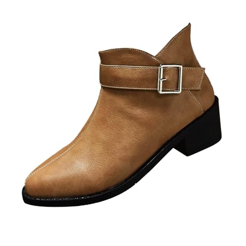 Stiefeletten Damen Mit Absatz Chelsea Boots Damen Kunstleder Kurzschaft Stiefel Damenstiefel Reißverschluss Westernstiefel Schlupfstiefel Cowboystiefel Arbeitsstiefel Herbst Winter Ankle Bootie von OBiQuzz