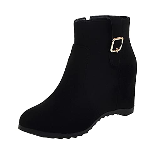 Stiefeletten Damen Mit Absatz Wildleder Ankle Boots Keilabsatz Kurzschaft Stiefel Reißverschluss Westernstiefel Reitstiefel Rutschfest Arbeitsstiefel Herbst Winter Boots Winterstiefel Winterboots von OBiQuzz