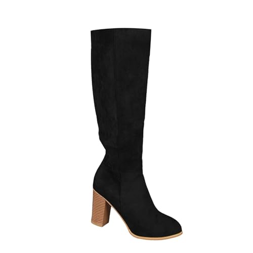 Stiefeletten Damen Mit Absatz - Wildleder Westernstiefel Elegant Damenstiefel High Heels Stiefel Reißverschluss Schlupfstiefel Spitz Weitschaftstiefel Kniehohe Stiefel Winterstiefel Booties Gr.36-43 von OBiQuzz