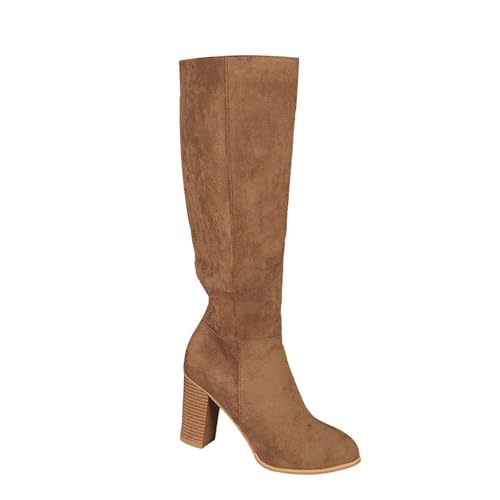 Stiefeletten Damen Mit Absatz - Wildleder Westernstiefel Elegant Damenstiefel High Heels Stiefel Reißverschluss Schlupfstiefel Spitz Weitschaftstiefel Kniehohe Stiefel Winterstiefel Booties Gr.36-43 von OBiQuzz