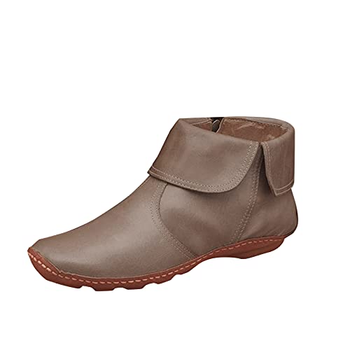 Stiefeletten Damen Schwarz - High-Top Sneaker Halbschuhe Leder Stiefel Vintage Flach Boots Walkingschuhe Bequem Wanderschuhe Rutschfest Freizeitschuhe Turnschuhe Sportschuhe Arbeitsschuhe Gr.37-42 von OBiQuzz