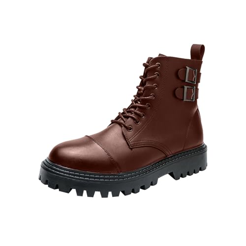 Stiefeletten Herren Schnürschuhe Leder Biker Boots Schnürstiefeletten Chelsea Boots Lederstiefel Combat Boots Herrenschuhe Motorrad Stiefel Schnürstiefel Kurzschaft Stiefel Westernstiefel Gr.38-45 von OBiQuzz