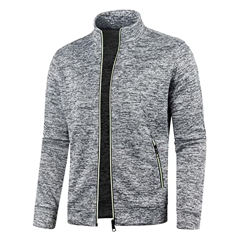 Sweatjacke Herren mit Reissverschluss Ohne Kapuze Klassisch Sportjacke Leichte Jacke Stehkragen Trainingsjacke Strickjacke mit Taschen Freizeitjacke Softshelljacke Laufjacke von OBiQuzz