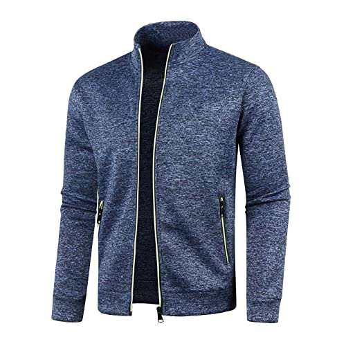 Sweatjacke Herren mit Reissverschluss Ohne Kapuze Klassisch Sportjacke Leichte Jacke Stehkragen Trainingsjacke Strickjacke mit Taschen Freizeitjacke Softshelljacke Laufjacke von OBiQuzz