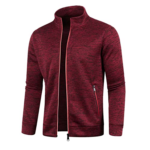 Sweatjacke Herren mit Reissverschluss Ohne Kapuze Klassisch Sportjacke Leichte Jacke Stehkragen Trainingsjacke Strickjacke mit Taschen Freizeitjacke Softshelljacke Laufjacke von OBiQuzz