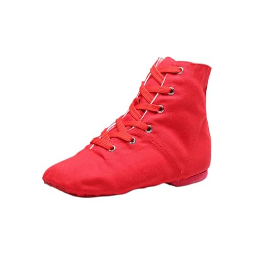 Tanzschuhe Mädchen Weiß - Schnür Jazzschuh Segeltuch Tanz Flache Ballsaal Moderne Jazz Tanzstiefel Gardestiefel Gymnastikschuhe Karnevalsstiefel Folklorestiefel Geeignet für Anfänger Showtanztauglich von OBiQuzz