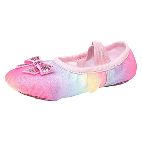 TanzschuheSneaker Mädchen 29, Ballettschuhe Rosa Ballettschläppchen Satin mit Band Tanzschuhe Geteilte Ledersohle Weich Spitzenschuhe Ballet Trainings für Mädchen Kinder Damen in Gr.23-39 von OBiQuzz