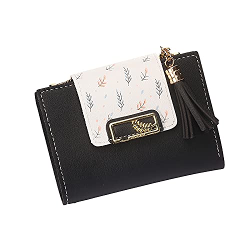 Tasche Karte Handtasche Münze Clutch Tasche Anhänger Geldbörse weibliche Quassel Kurze Kuriertasche Umhängetaschen Damen Klein Party (Black, One Size) von OBiQuzz
