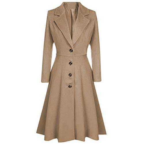 Trenchcoat Damen Winter Revers Knielang Warm Lang A-Linie Jacke Swing-Mantel Outwear Herbstmantel Wintermantel Einfarbig Tweed Ausgestellter Kleider von OBiQuzz