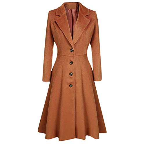 Trenchcoat Damen Winter Wintercoat Revers Mantel Knielang Trenchcoat Warm Lang A-Linie Jacke Swing-Mantel Outwear Herbstmantel Knielang Wintermantel Einfarbig Tweed Mantel Ausgestellter Mantel Kleider von OBiQuzz