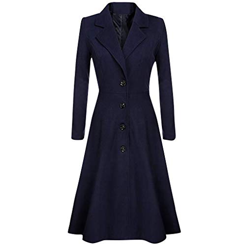 Trenchcoat Damen Winter Wintercoat Revers Mantel Knielang Trenchcoat Warm Lang A-Linie Jacke Swing-Mantel Outwear Herbstmantel Knielang Wintermantel Einfarbig Tweed Mantel Ausgestellter Mantel Kleider von OBiQuzz