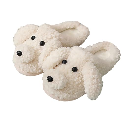 Warme Hausschuhe Damen Plüsch Hunde Hausschuhe Memory Foam Slippers Schlappen Winter Gefütterte Pantoletten Filzpantoffeln Tiere Pantoffeln Hüttenschuhe Hauspantoffeln Rutschfeste Hausschlappen von OBiQuzz