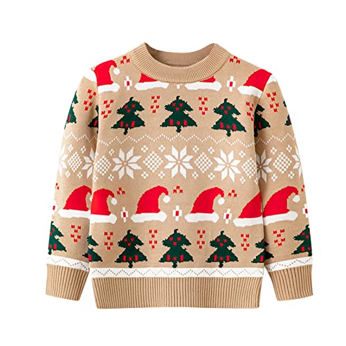 Weihnachtspullover Kinder 140 - Weihnachtspulli Kleinkind Christmas Sweater Weihnachten Strickpullover Jungen Weihnachts Sweatshirt Mädchen Winter Warmer Gestrickte Strick Pulli Strickwaren Gr.100-140 von OBiQuzz