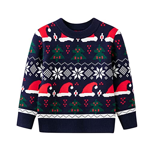 Weihnachtspullover Kinder 140 - Weihnachtspulli Kleinkind Christmas Sweater Weihnachten Strickpullover Jungen Weihnachts Sweatshirt Mädchen Winter Warmer Gestrickte Strick Pulli Strickwaren Gr.100-140 von OBiQuzz