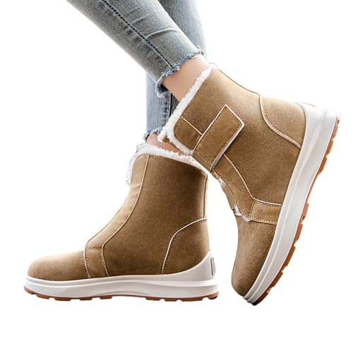 Winterboots Damen Gefüttert Warm Schneestiefel Winterschuhe Plüsh Winterstiefel Schlupfstiefel Rutschfest Wanderschuhe Trekkingschuhe Kurzschaft Stiefel Arbeitsstiefel Flache Winter Boots Gr.36-43 von OBiQuzz