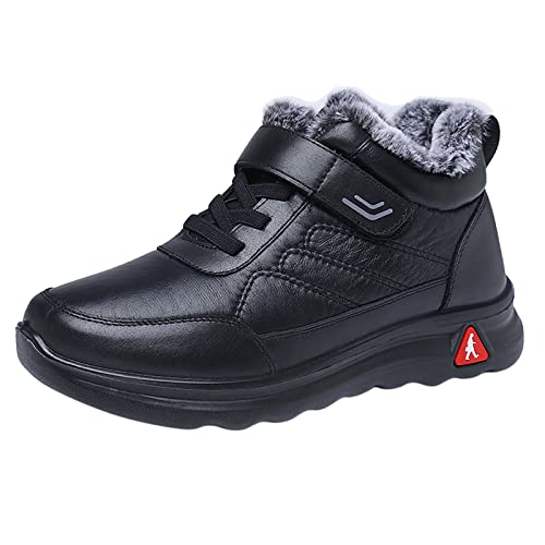 Winterschuhe Damen Gefüttert - Wasserdicht Winterstiefel Mit Klettverschlüssen Kurzstiefel Warm Flach Stiefeletten Winter Ankle Boots Schnürstiefel Wanderschuhe Trekkingschuhe Schlupfstiefel Gr.37-41 von OBiQuzz