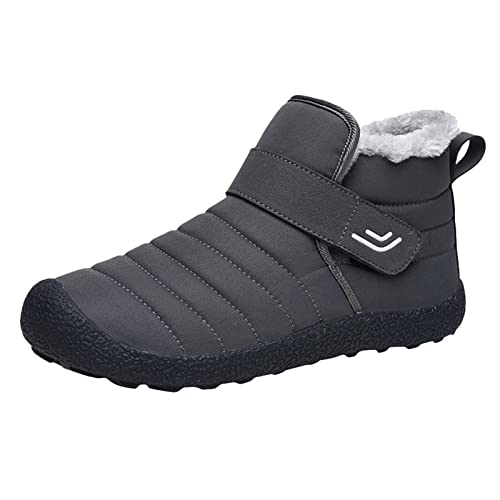 Winterschuhe Damen Gefüttert - Wasserdicht Winterstiefel Mit Klettverschlüssen Winterboots Kurzschaft Flache Schneestiefel Rutschfest Outdoor Wanderschuhe Trekkingschuhe Arbeiten Ski Boots Gr.37-45 von OBiQuzz