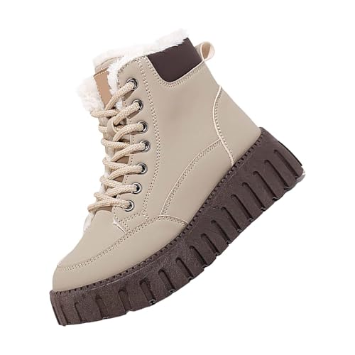 Winterschuhe Damen Gefüttert Winterboots Winterstiefel Schnürstiefel Schnürboots Plateau Stiefeletten Damenstiefel Springerstiefel Schneestiefel Wanderschuhe Outdoorschuhe Walkingschuhe Arbeitsschuhe von OBiQuzz