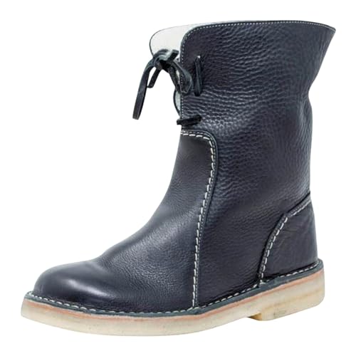 Winterstiefel Damen Gefüttert Lederstiefel Winterboots Rutschfest Schlupfstiefel Arbeitsstiefel Leder Stiefeletten Winter Ankle Boots Kurzstiefel Schneestiefel Wanderstiefel Warm Kurzstiefel Bootie von OBiQuzz